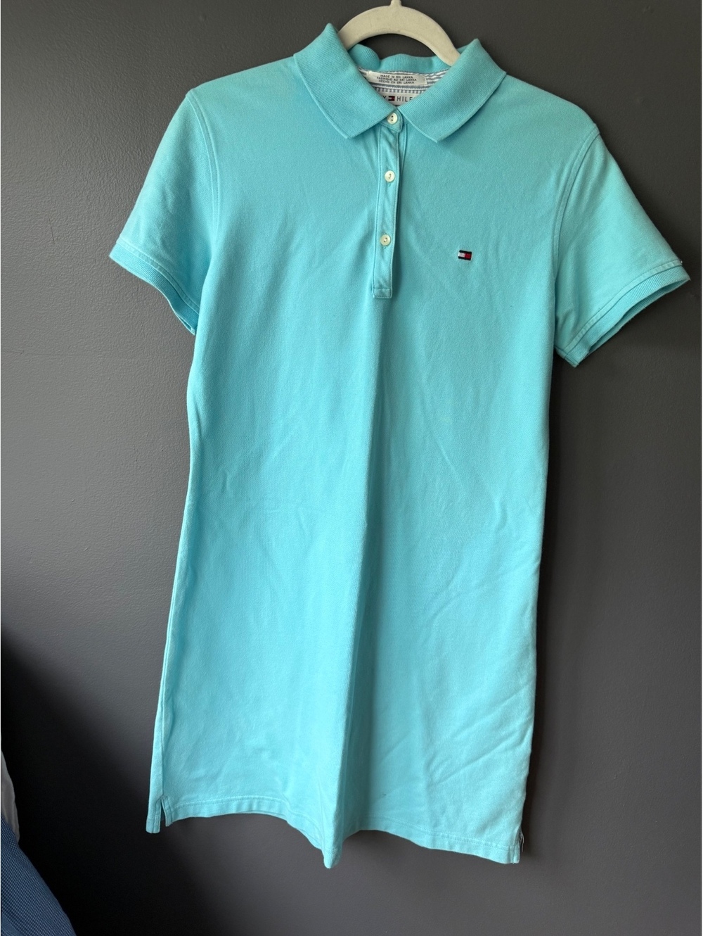 Tommy Hilfiger Light Aqua Blue Polo Shirt Dress Medium